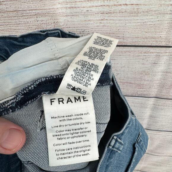 FRAME Snap Front Denim Mini Skirt Womens 25 Blue Medium Wash Denim - Picture 7 of 9